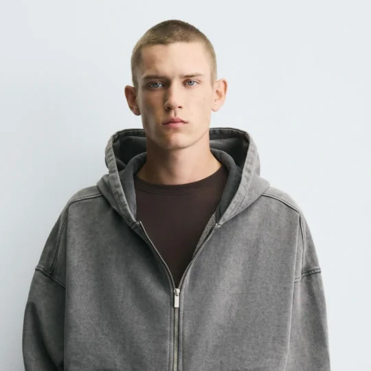 Washed zip hoodie