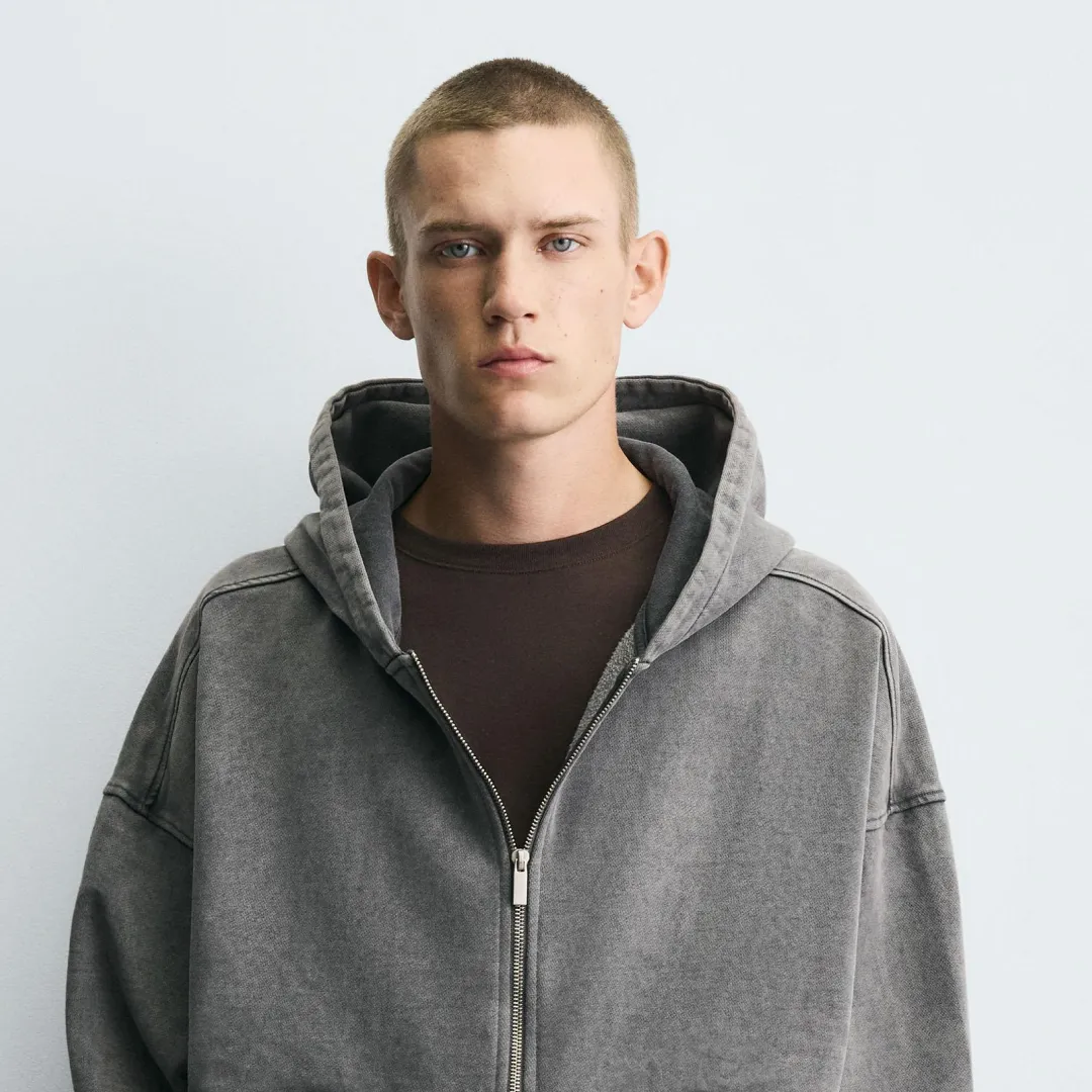 Washed zip hoodie